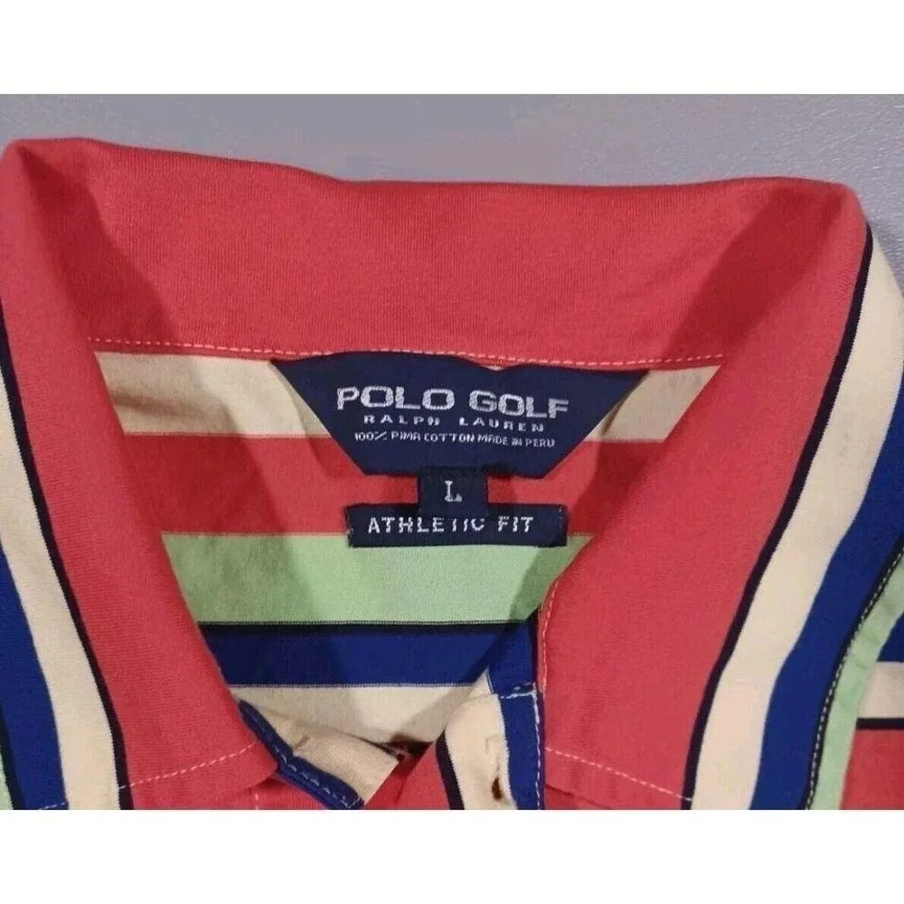 Polo Ralph Lauren Shirt Mens L Multi-Color Short Sleeve Golf Athletic Fit‎ AJGA